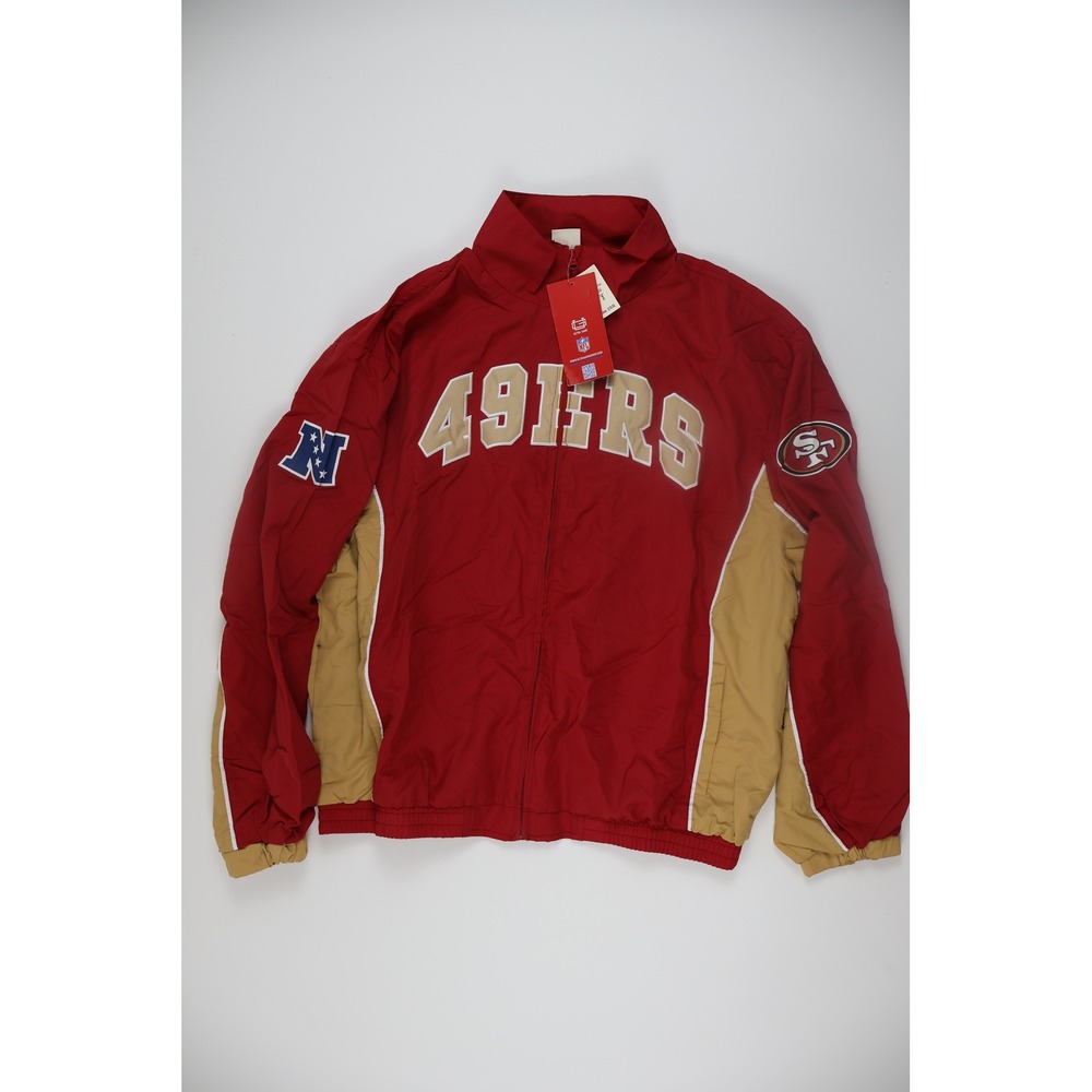 Ultra Game Mens Jacket San Francisco 49ers Red Gold Colorblock L NWT